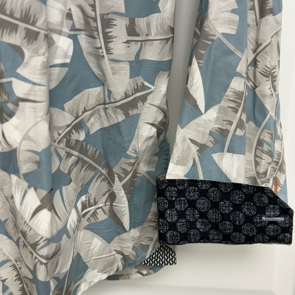 Ted Baker Ramseys Button Down Shirt Men’s XL (Ted 5) Blue Palm Leaf Flip Cuff - Picture 7 of 11